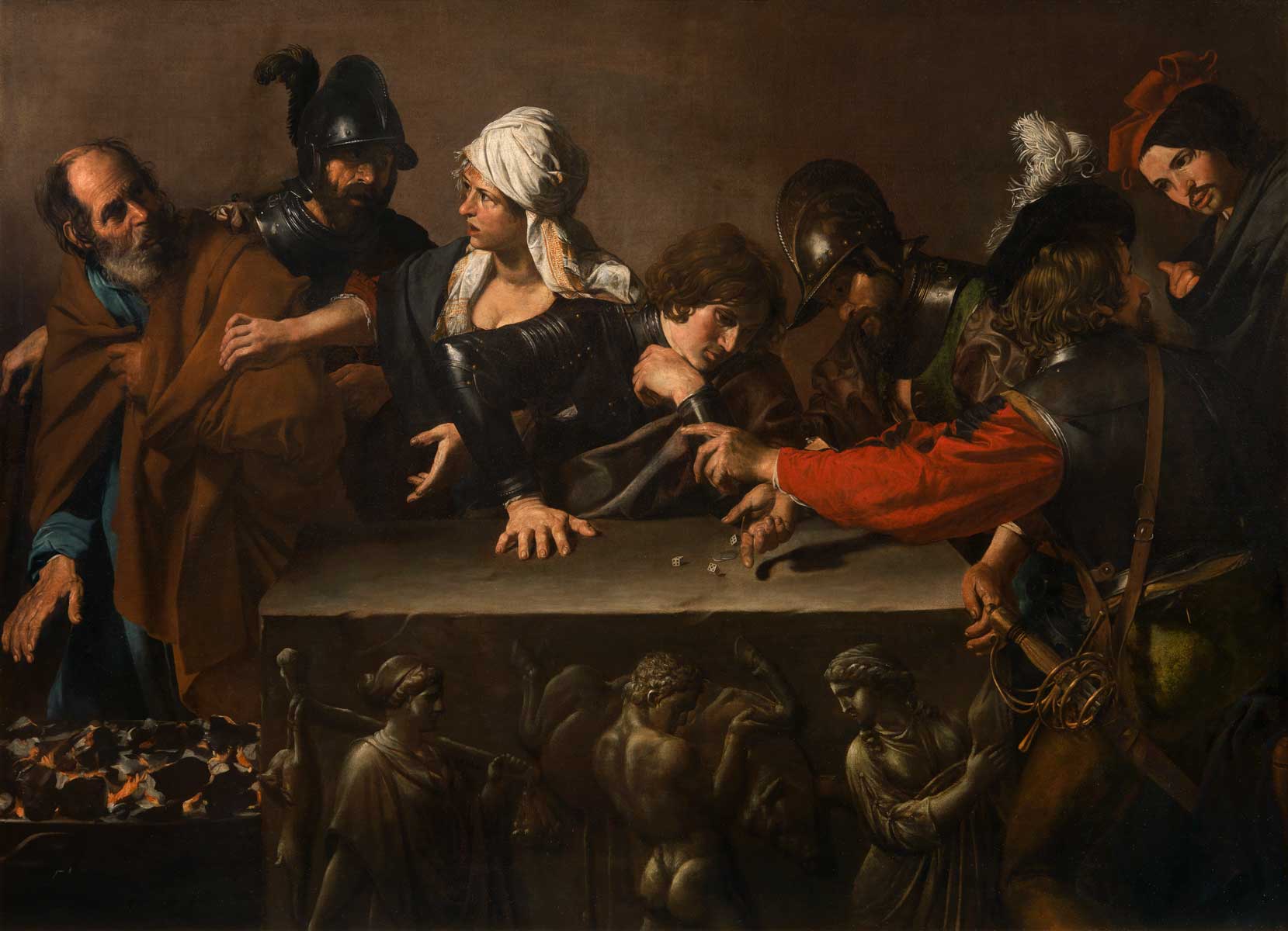 Valentin de Boulogne, Negazione di Pietro, olio su tela, cm 171,5 x 241